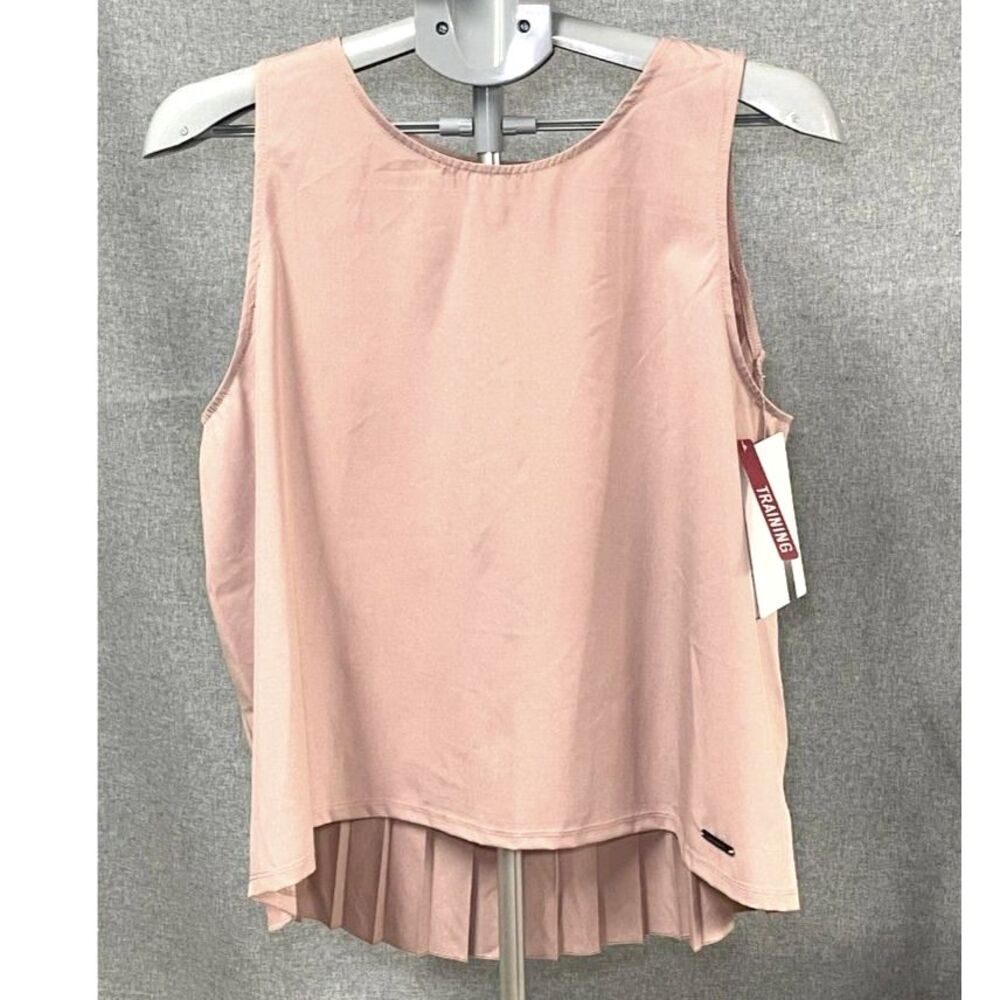 NWT Mondetta Women’s M Ballet Pink Pleated Back Sleeveless Athletic Tank Top